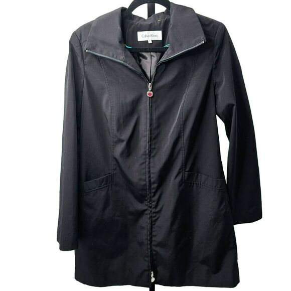 Calvin Klein Coat Womens Small Black Trench Windbreaker - Picture 4 of 7